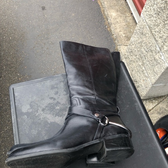 Franco Sarto Circuit Women’s Black Leather Tall Buckle Ride Boots Size 10M - Picture 9 of 14